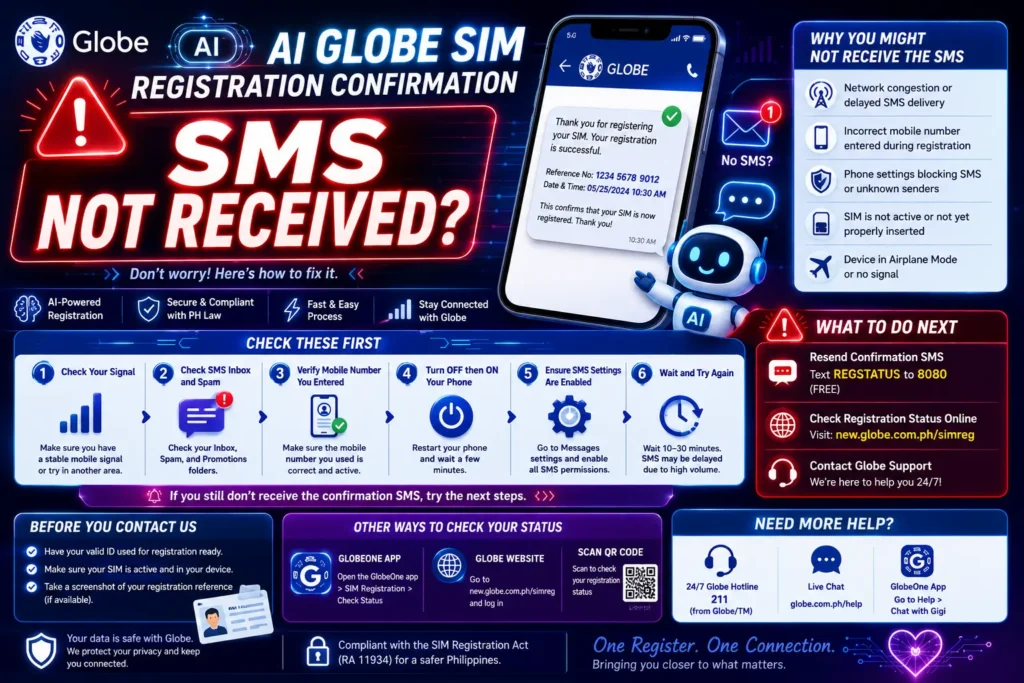 AI Globe SIM Registration Confirmation SMS Not Received?