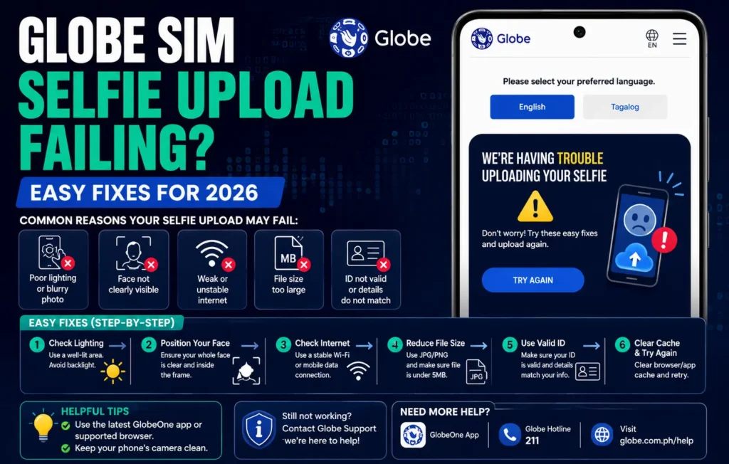 Globe SIM Selfie Upload Failing? Easy Fixes for 2026