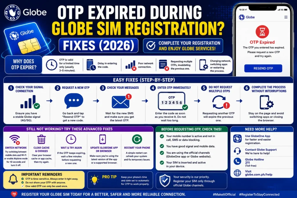OTP Expired During Globe SIM Registration? Fixes (2026)